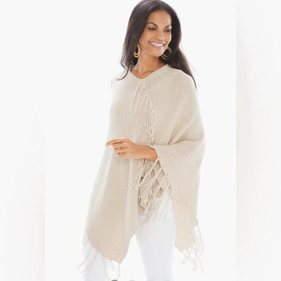 Chico's One Size Jane Shimmer Poncho NEW! - Picture 2 of 9